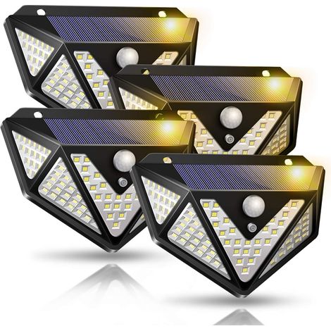 4PCS 166 LED Solar Light PIR Motion Detector Wall Light 4000 LUM Sun Outdoor Lighting Solar Security Lamp Close-Up Verser Le Jardin (1/5)