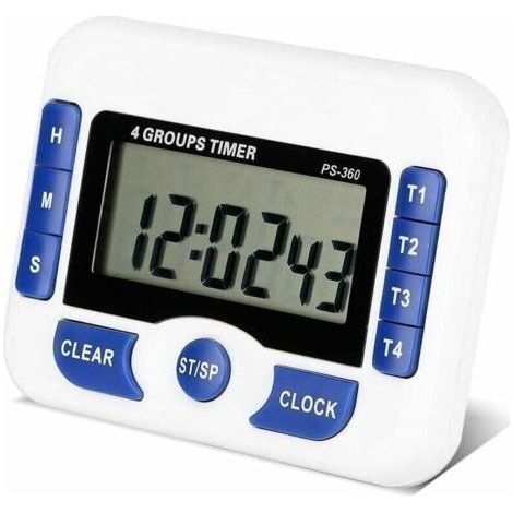 Multi-Function Countdown Timer 4 Channels Adjustable Digital Cooking Timer Magnetic Lab Meeting Timer with Alarm Clock Function (1/5)
