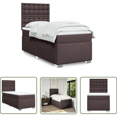 The Living Store Sommier à lattes de lit avec matelas Marron foncé 90x190 cm - Lit Double - Literie - Matelas - Sommier - Chambre À Coucher (1/5)