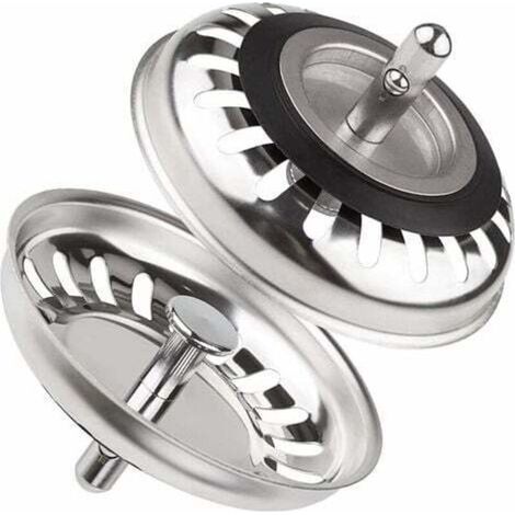 Set mit 2 Edelstahl-Küchenspülenstöpseln, universeller 79,3-mm-Küchenspülen-Sieb, verstopfungsfreier Edelstahl-Abflussstöpsel für Küche und Bad (1/5)