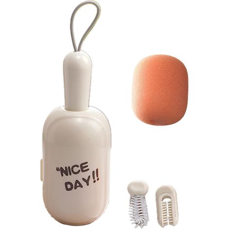 Brosse de nettoyage pliable avec manche extensible (3 positions réglables) – convient aux bouteilles et tasses profondes – comprend un support de rangement pratique (blanc)." (1/5)