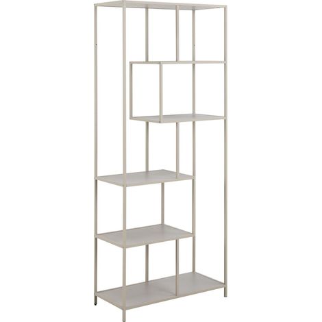 Estantería Norsica Sevferi 104, Gris, Abierta sin pared trasera, MDF, Metal, Número de puertas: 0, Número de cajones: 0, 185x77x35cm