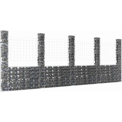 Panier de gabion en forme de U avec 5 poteaux Fer 500x20x200 cm (1/5)