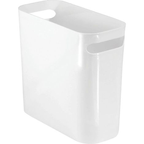 Petite poubelle en plastique blanche étroite (1/5)