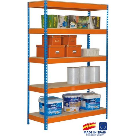 SimonRack Sales - Lagerregal 2000x1200x450mm blau/orange/Holz Belastung 300 Kg - Bricoforte 1204-5 Spanplatte (1/2)