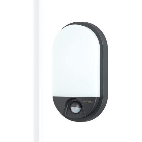 LED Lampe d'extérieur ovale avec détecteur de mouvement Lumi Motion IP54-10W 800Lm 3000K - Luminaire extérieur anthracite Applique murale extérieur (1/5)