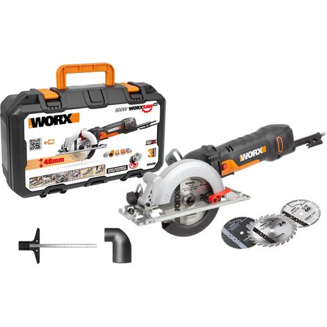 Worx – Scie circulaire 500W WX439 – Lame 120mm pour bois dur et métal – Profondeur de coupe 46mm – Angle jusqu'à 45° (1/5)