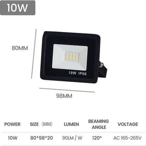 Projecteur LED 120° 10W - 200W Full W Projecteur étanche haute luminosité éclairage extérieur IP65 éclairage de sécurité extéL102 (1/5)
