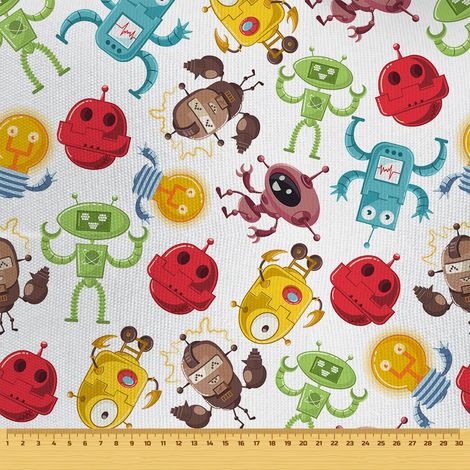 Tela decorativa para exteriores Oxford - motivo de robots de cuento de hadas I DR063 (1/5)