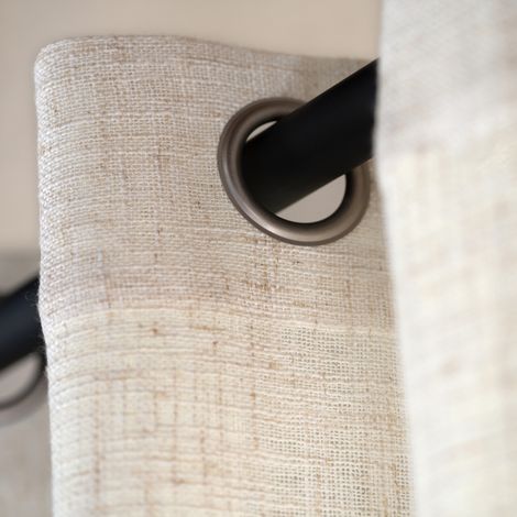 Voilage poly-lin 295 cm – Tissu flammé – Bas plombé pour tombé élégant – Résistance et charme naturel