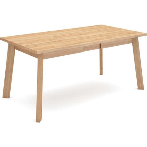 Mesa de comedor Cerralba-01 de 167x90x74 cm con patas de madera, color roble (1/4)