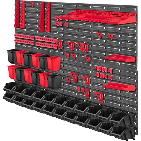KADAX Werkstattwandregal, Werkstattregal für Garage, Schwarz, 77 Stück, 117x78 cm