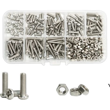 Ensemble de vis à tête hexagonale, acier inoxydable 304, style à empreinte Phillips, M3 (320Pcs) (1/2)