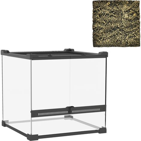 Terrarium en verre pour reptiles, fond surélevé et imperméable, verrouillage à bouton individuel