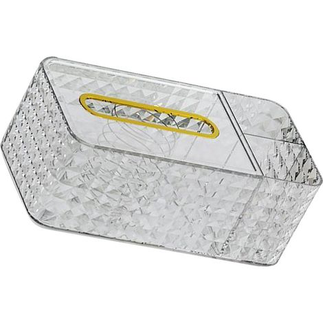 Papieraufbewahrungsbox mit Rautenmuster und Seitenfächern, transparent weiß, rechteckiges Modell 240 mm – 89 x 120 x 240 mm, Kunststoff (1/5)