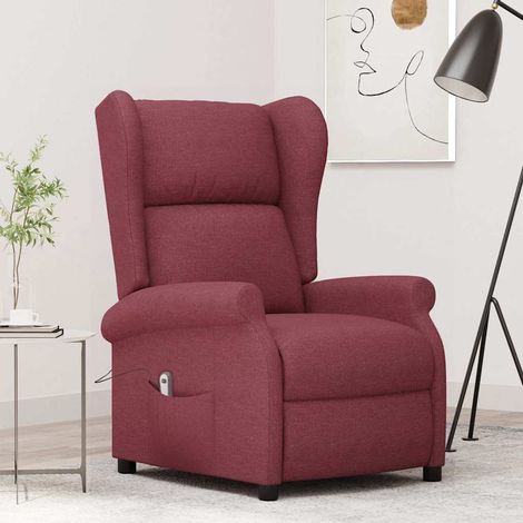 vidaXL Sillón orejero reclinable eléctrico de tela rojo tinto (1/5)