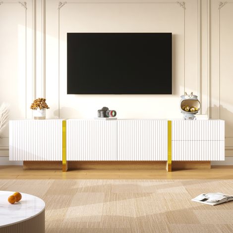 TV Möbel Sideboard aufbewahrung 190 cm MDF Gold Weiß HAVRYA (1/5)