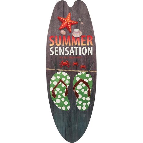 Décoration murale estivale sur le thème du surf - Panneau en bois en forme de planche de surf - Idéal pour les fêtes et les bars-45X16CM (1/3)