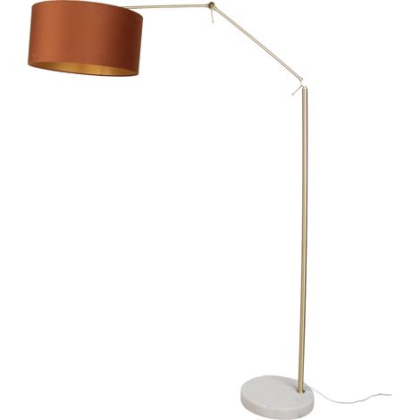 QAZQA Lampadaire doré réglable avec abat-jour orange et intérieur (1/5)