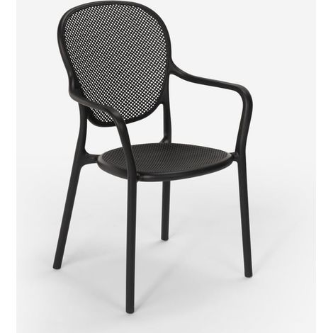Chaise de restaurant bar cuisine extérieure au design moderne en polypropylène Clara - Noir (1/5)