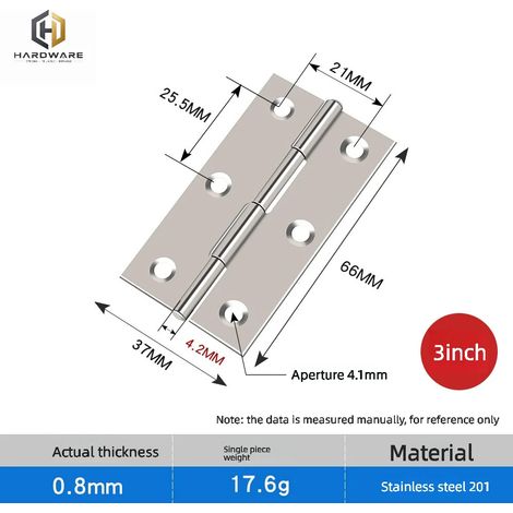 (3 pouces) Lot de 3 connecteurs de porte, charnières en acier inoxydable durables pour meubles, portes, placards et boîtes à bijoux. (1/5)
