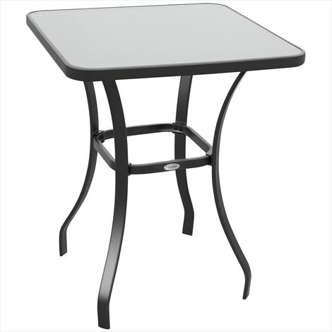 Table de jardin carrée en métal avec plateau en verre trempé 68 (1/5)