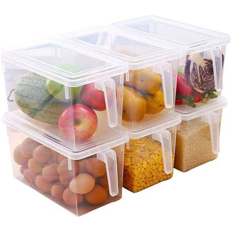 Boîte de Rangement pour Réfrigérateur Bac Organisateur Frigo, avec Couvercle et Poignée (1/5)