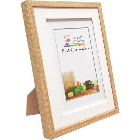Marco de Foto Decoración Madera con Soporte de Pie y Doble Capa Fino Para Mesa o Pared 10x15 13x18 15x20 18x24 20x25 20x30 24x30 30x40 40x50 cm (1/5)