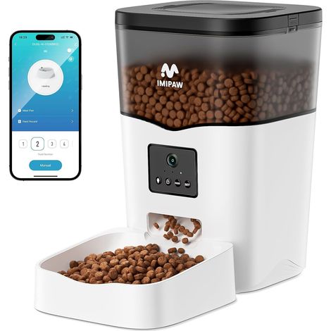 Mangeoire automatique pour chat - 5 G - 2,4 G - WiFi - Contrôle par application - Distributeur de nourriture pour chats et chiens - 1 à 10 repas par jour - L'assistant idéal pour les