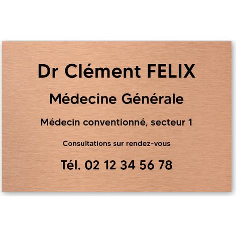 Plaque professionnelle personnalisée en PVC pour médecin - 1 à 5 lignes de texte - Format 30 x 20 cm (1/3)