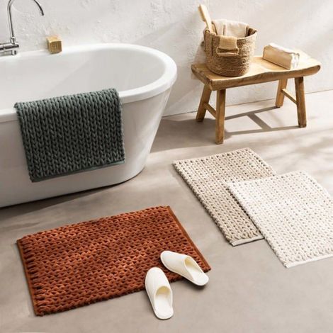 Tapis de bain chenille 50 x 80 cm Arielle terracotta (1/5)