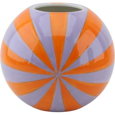 Vase à Fleurs Décoratif en Dolomite Motif Tourbillon Orange et Lilas 15x15x15 cm - PANGIVO (1/3)