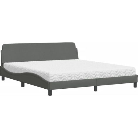 Maison Exclusive - Letto con Materasso Dover Grigio Scuro 180x200 cm Tessuto