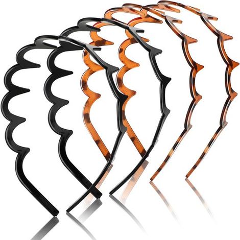 pièces - Bandeaux cheuveux - Barettes et pinces à cheveux - Bandeau ondulé en dents de requin - Diadème - Accessoires pour cheveux - Unisexe - Noir et marron - Convient pour la course, le sport, la co (1/5)