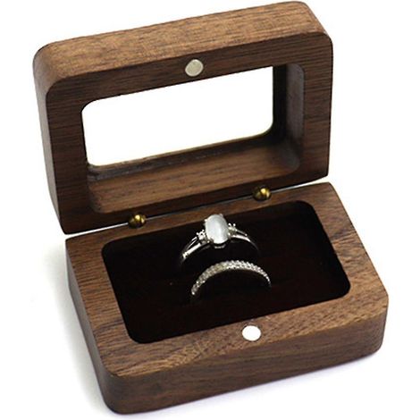 Boîte à bague de fiançailles en bois compatible avec une demande en mariage - Petite boîte à bague de fiançailles en bois WR (1/4)