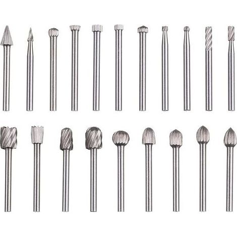 Lot de 20 Fraises Rotatives en Carbure de Tungstène HSS avec Cutter à Tige de 3 mm pour Outils Rotatifs Dremel pour le Travail du Bois, la Sculpture, la Gravure, le Perçage (1/5)