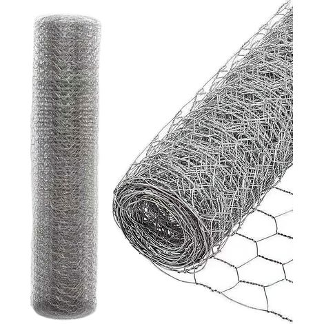 Recinto per Polli in Metallo per Recinzione 1x25m, Filo Esagonale per Pollaio da Giardino Voliera, Soldi (1/5)