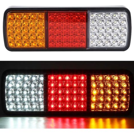 Feu Arrière à Led, Assemblages de Feux Arrière de Sports Motorisés, 12V 75Led Indicateur de Feu Arrière Arrêt de Frein Feu de Recul Arrière pour Camion Remorque.