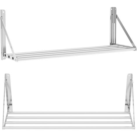 Klappbares Wandregal aus Edelstahl, bis 40 kg, 100 x 30 cm