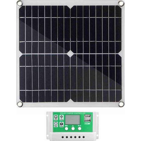 Kit de Panneau Solaire 20 W 12 V, Contrôleur de Chargeur PV en Silicium Monocristallin Flexible adapté pour Automobile, Yacht, Bateau, Maison, Abri de Jardin, Ferme (Contrôleur (1/5)