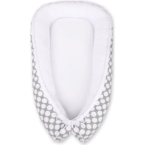 Capullo para bebé, doble cara, corral, arrullo, Premium BOBONO - círculos grises/blancos (1/5)
