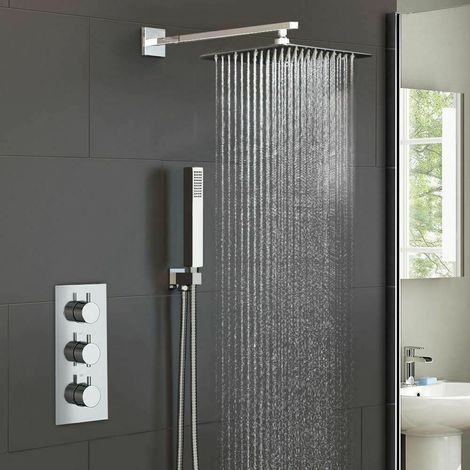 Calla Round Concealed Thermostatic Mixer Valve Hand Held 300mm Shower Head Set