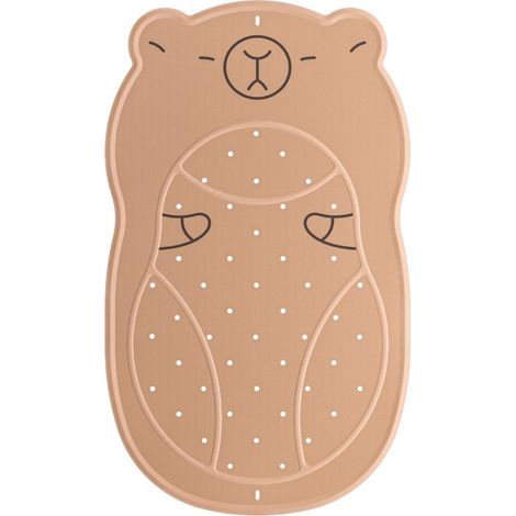 Tapis de bain antidérapant enfant forme Capybara 76x45cm lavable en machine marron (1/5)