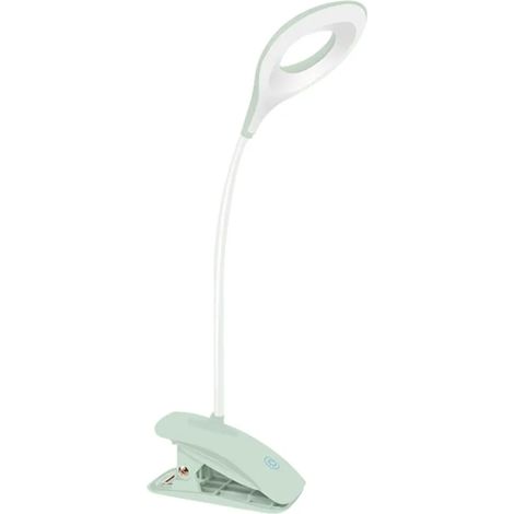 Lámpara LED con pinza, lámpara de lectura para cama con sensor táctil, lámpara de escritorio infantil para cama, lámpara con pinza de cuello de cisne flexible de 360°, lámpara de lectura recargable po