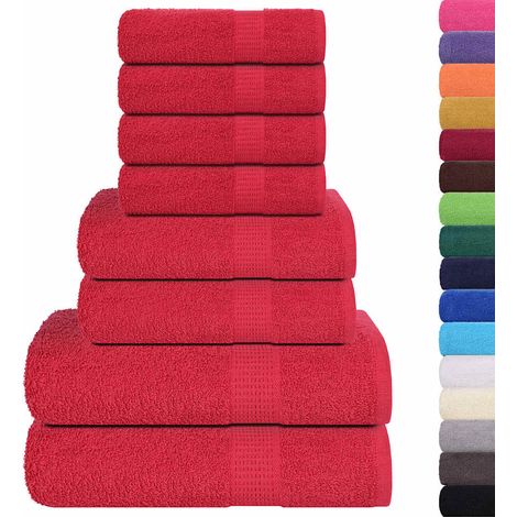 Ensemble de serviettes 8 pcs rouge 360 g/m² 100% coton CFW877517 (1/5)