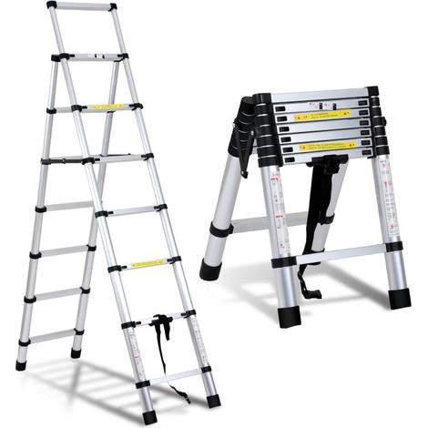 SWANEW Scala telescopica articolata 2,0+1,7m, 5x6 gradini professionale multifunzione pieghevole (1/5)