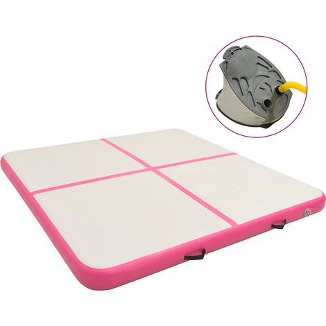 Aufblasbare Gymnastikmatte mit Pumpe 200x200x15 cm PVC Rosa