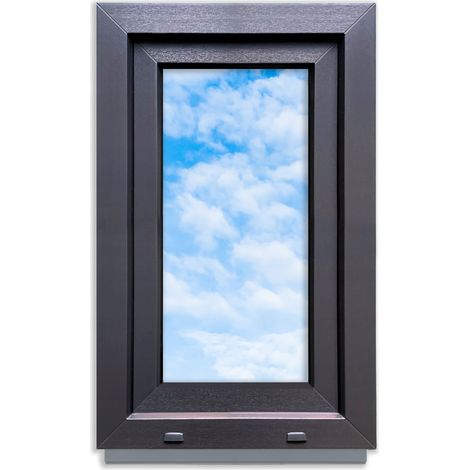 Finestra in PVC ANTRACITE 50x80 DESTRA nuova 500x800 mm a ribalta e a battente con doppio vetro