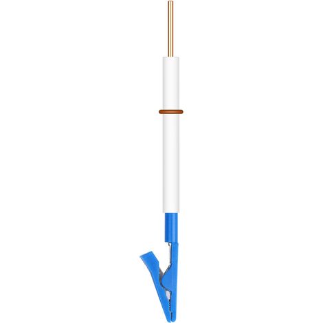Porte-électrode, pince multifonction avec gaine de protection en plastique. Porte-électrode avec pince crocodile amovible en cuivre nickelé et corps en PTFE pour cellule d'électrolyse.