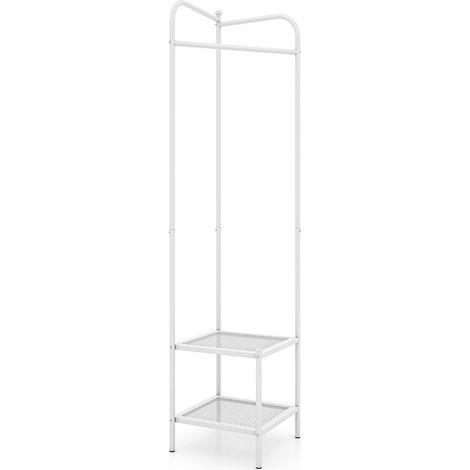 Appendiabiti da terra 42,5 x 42,5 x 193,5 cm 2 in 1 multifunzionale design contemporaneo metallo bianco 200018529